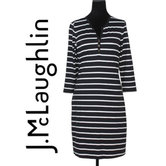 J.McLaughlin Black and White Striped Dress - Picture 1 of 7